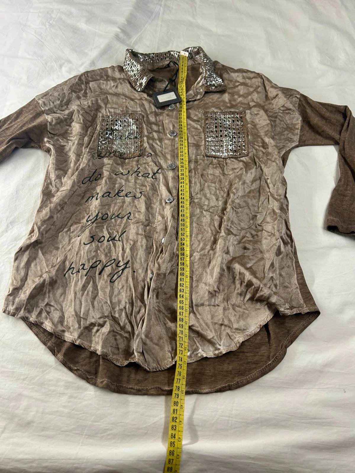 Vintage chemise in retro y2k stijl bruin beige – photo 12